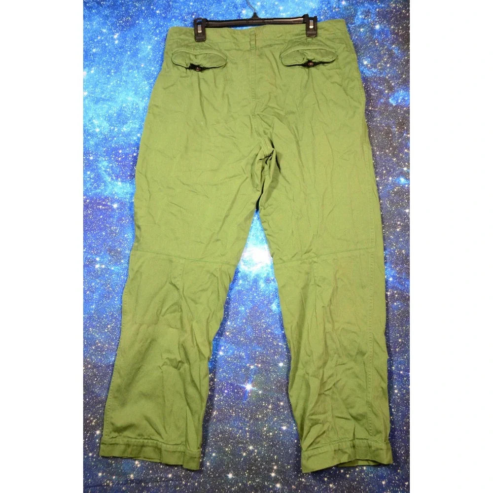 Dries Van Noten Pants Mens 54 Green Chino Cotton Button Fly Casual Belgium